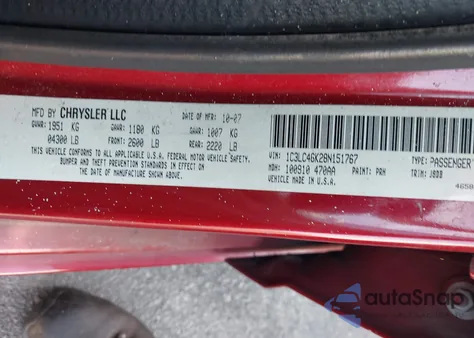 2008 Chrysler Sebring Lx from USA, damaged, VIN 1C3LC46K28N151767